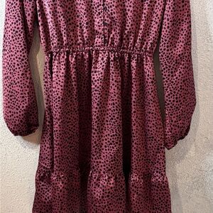 LOFT Pink and Black Midi Dress